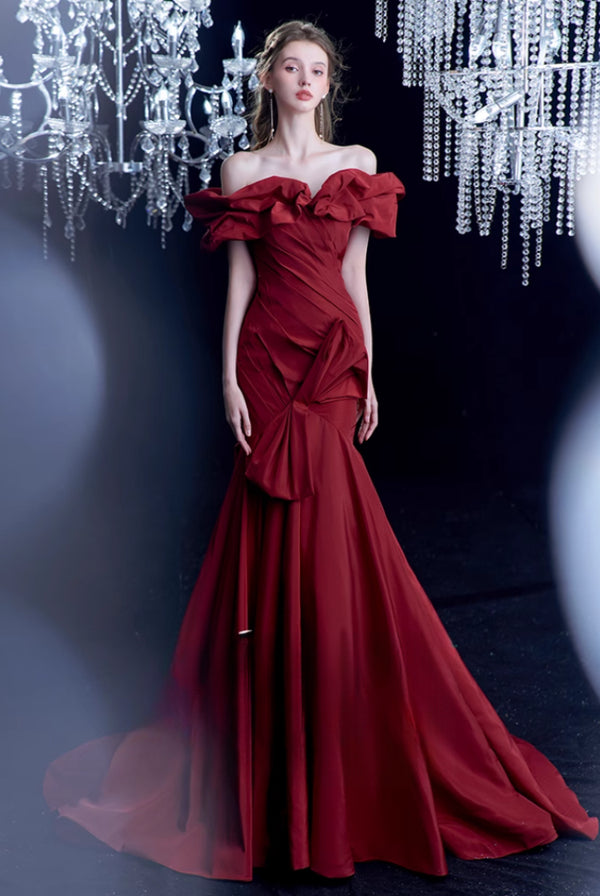 Odelia "Hongyan" Red Dress Toast Dress Bride  New Engagement Fishtail Dress Light Luxury Banquet