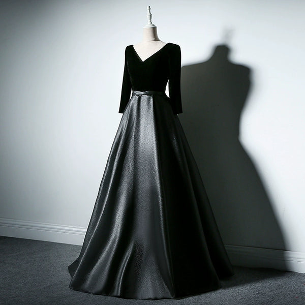Black evening dress banquet Exquisite new long style noble elegant slim host choir dress long dress women