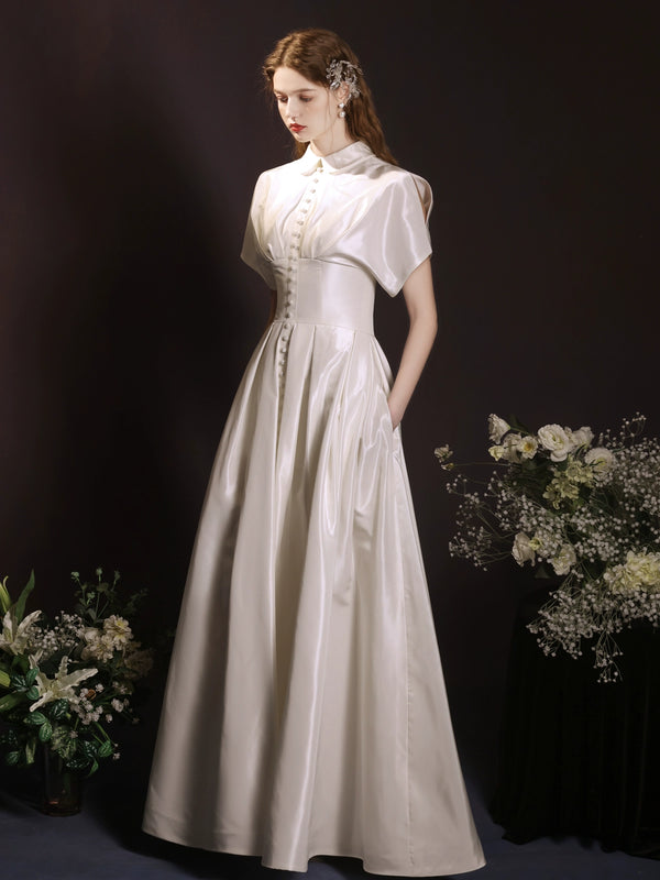Bridal toasting clothes  new license wedding art examination annual dinner retro temperament white dress dress woman