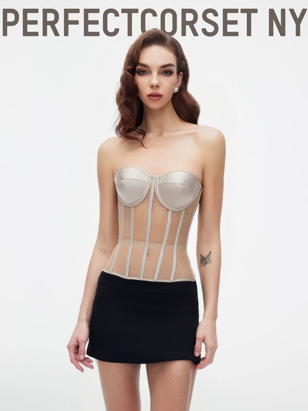 Secret Form Bra Apricot  Girdle Body Sculpting Fishbone Mesh Bra