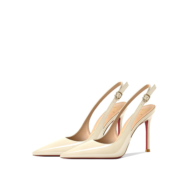 White high heels women's  new summer pointed head thin heel royal sister sexy bag head empty red sole single shoes with skirt