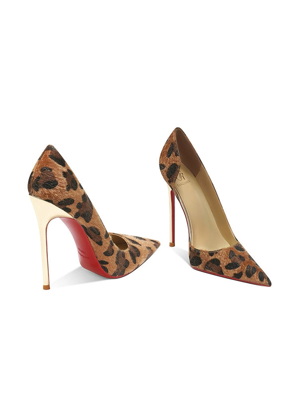 fashion new zebra hair side empty high heels women's thin heels sexy light mouth white match imperial sister red sole high heels
