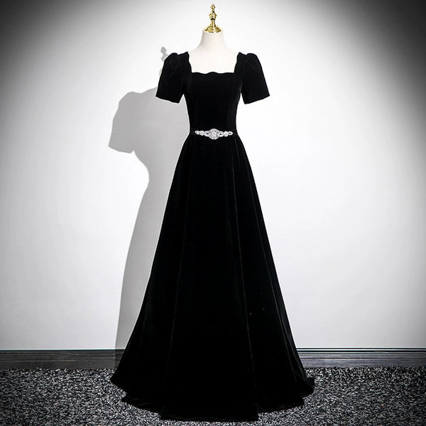 Black evening dress female light luxury niche temperament chorus performance adult piano vocal art test advanced sense host