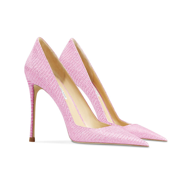 popular New Starlight Pink Sheepskin Wedding Shoes Fashion Shallow Mouth Pointed Thin Heel Dress Banquet High Heel Single Shoes Women