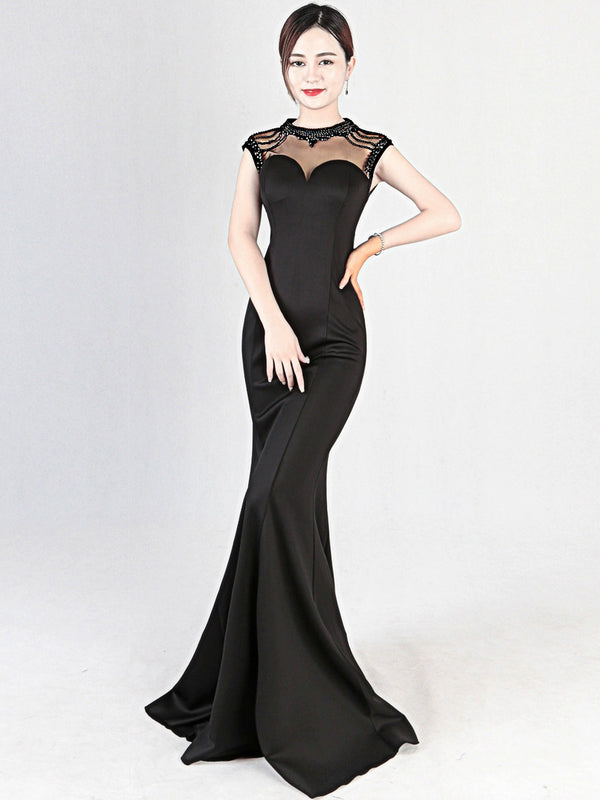 Dating party annual meeting catwalk evening dress women's noble elegance temperament banquet thin host fishtail dress