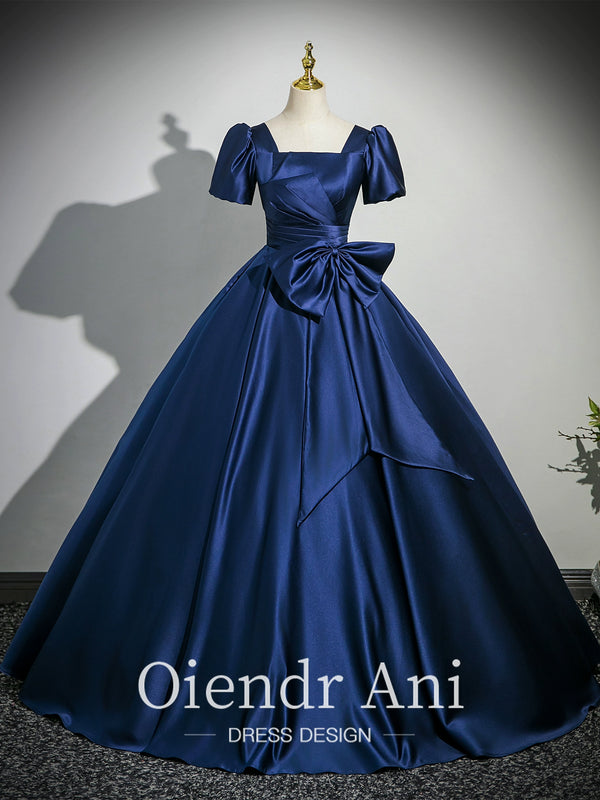 OiendrAni Vocal Art Exam Blue Satin Dress Ladies Graduation Birthday Host Bar Mitzvah Evening Dress