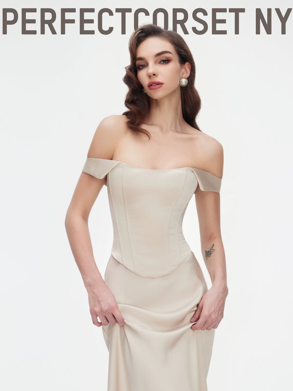 Sia  Satin One-Word Shoulder Sling Vest Two Wear Tunic Fishbone Bust