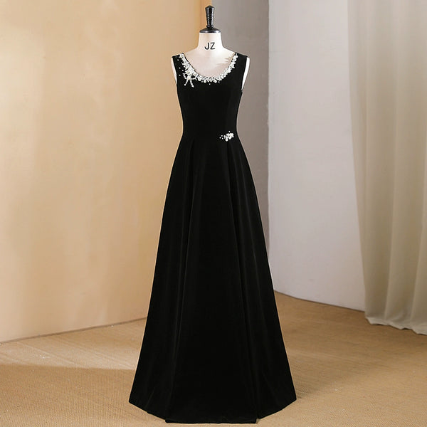 Black evening dress women's  new banquet temperament celebrity high-end sense light luxury niche high-end host long dress