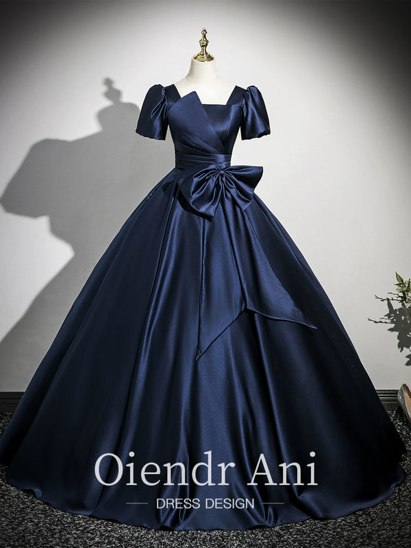 OiendrAni Vocal Art Exam Bel Canto Satin Blue Dress Ladies Presenter Stage Bar Mitzvah Evening Dress