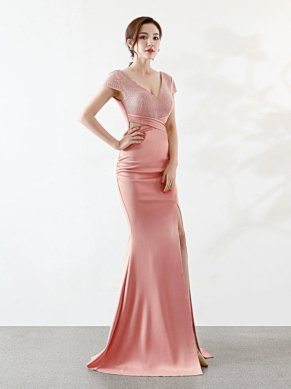 Banquet evening dress women's high-end light luxury atmosphere luxury long slim fishtail temperament celebrity host dress
