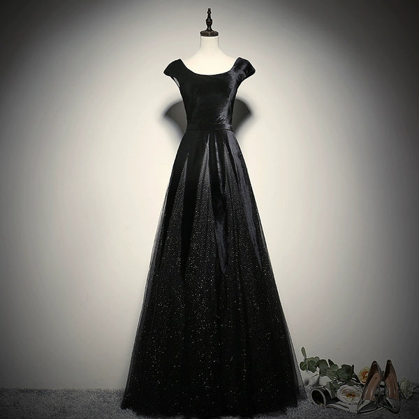 Black evening dress female long Exquisite new elegant banquet annual meeting shoulder-to-shoulder art exam dress slim fit