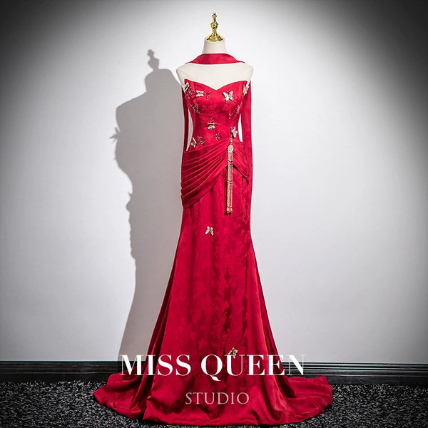 Engagement Dress Toast Clothing Bridal Temperament New Chinese Slim Satin Butterfly High-end Niche Evening Dress Advanced Sense