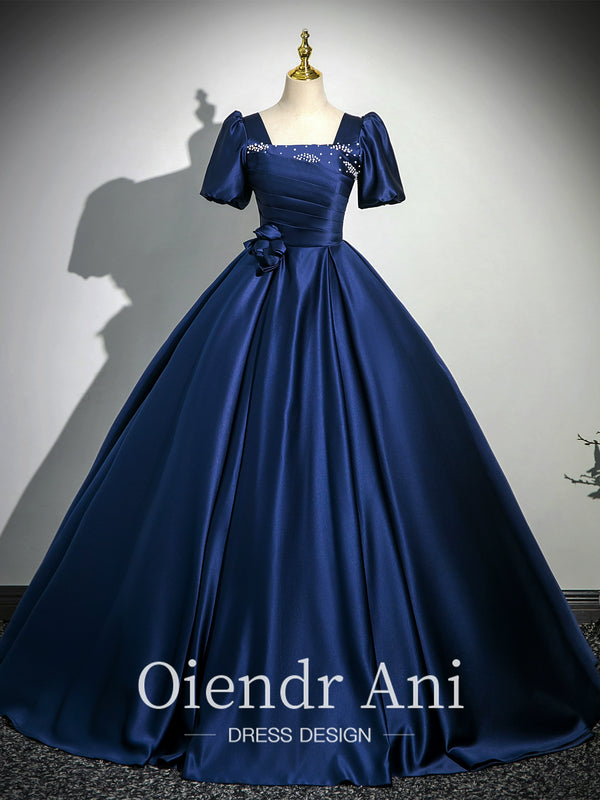 OiendrAni Vocal Art Exam Blue Satin Dress Ladies Graduation Birthday Host Bar Mitzvah Evening Dress
