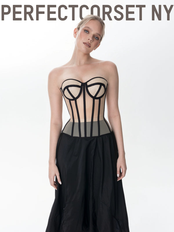 Athens  Spice Girls Contrast Lines Tights Girdle Mesh Corset PerfecctCorset NY
