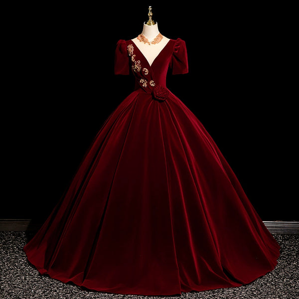 Evening dress women's annual meeting host atmosphere advanced sense velvet performance suit bel canto solo vocal art test female long style