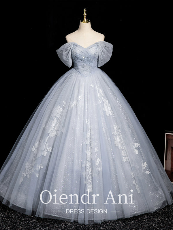 OiendrAni Blue Dress Bar Mitzvah Birthday Art Candidates Vocal Graduation Host Shoulder Evening Dress