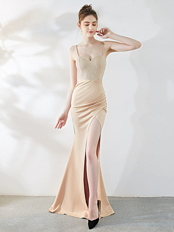 new sexy evening dress host evening dress night long fishtail suspender dress banquet fashion dress