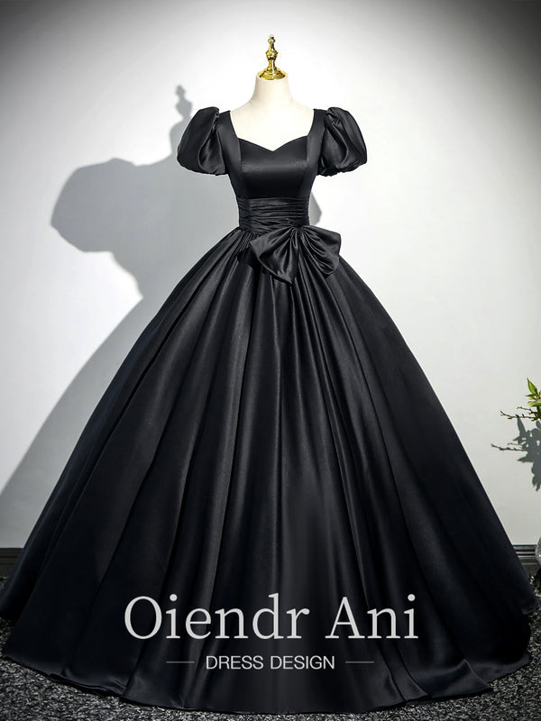OiendrAni Vocal Art Exam Black Satin Dress Ladies Graduation Birthday Host Bar Mitzvah Evening Dress