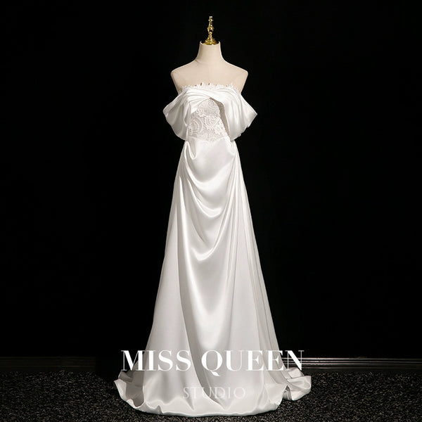 Engagement dress white morning gown women's banquet simple high sense party beautiful light dress outdoor wedding veil