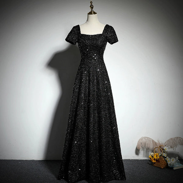Black Annual Meeting Dress Women's  New Simple, Generous and Skinny Art Examination Choir Dress Temperament Celebrity