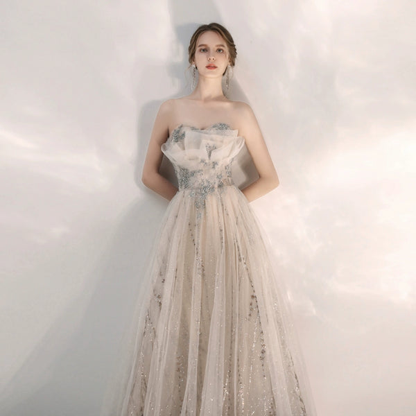Dress  new spring toast bride wedding white birthday party temperament engagement dress celebrity light luxury