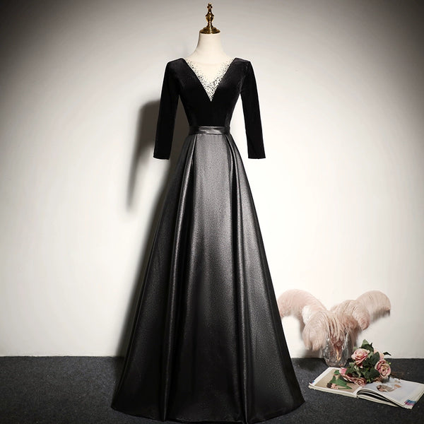 Black evening dress banquet Exquisite new long style noble elegant slim host choir dress long dress women
