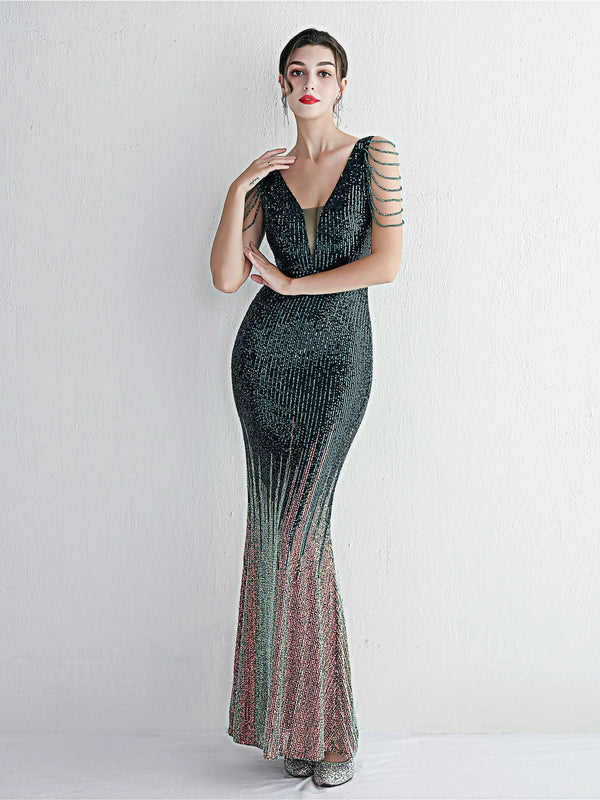 Evening dress dress women's  new banquet temperament noble light luxury niche high-end host cold dress