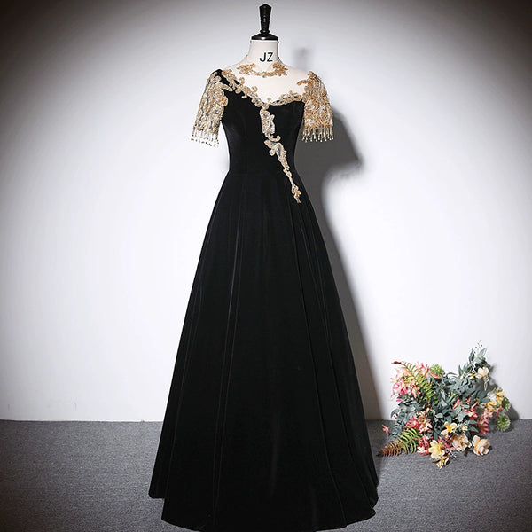 Black art exam evening dress women  new chorus performance high-end banquet temperament high-end sense host long style