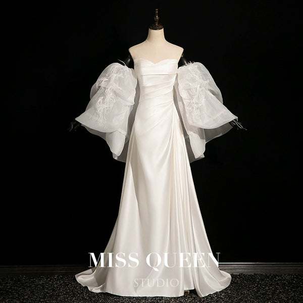Engagement dress morning gown female bride outdoor wedding veil white dress high-end light luxury niche beautiful light dress