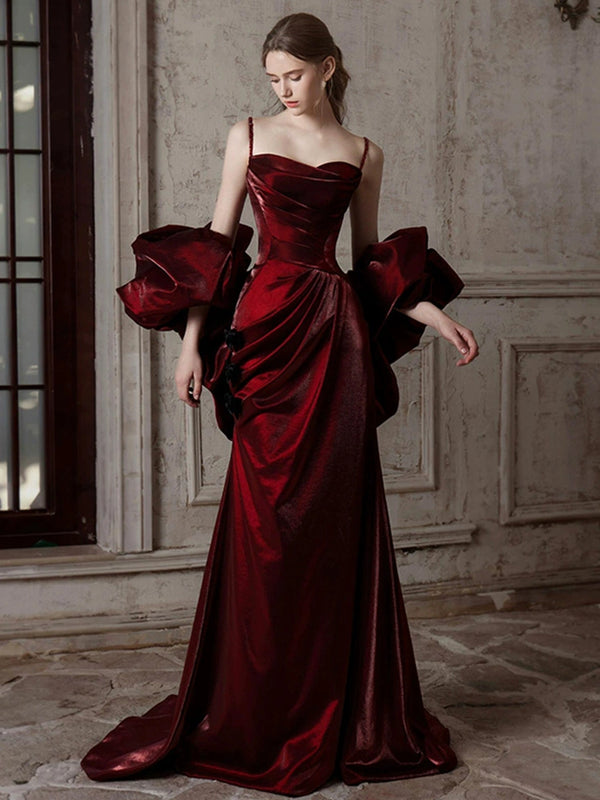 new burgundy toast dress bride host engagement dress women's suspender evening dress light luxury niche high-end