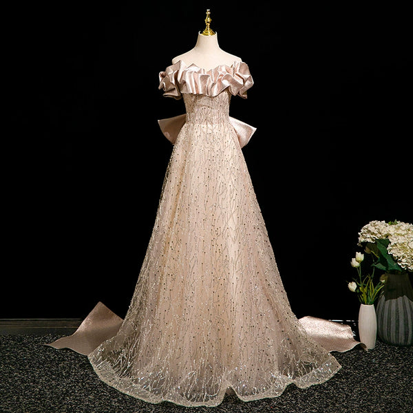 Evening dress women's  new high-end light luxury niche high-end feeling beautiful vocal art test performance host dress