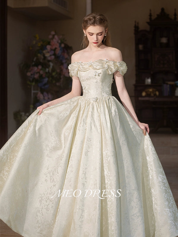 One Shoulder Bride Wedding Engagement  Hepburn Style High-end Printed Satin Fairy Temperament  White Evening Dress