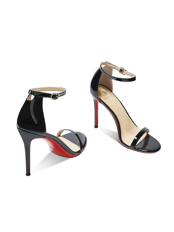 summer new red-soled high heels women's thin heels fashionable and sexy open-toed 10cm black high heels with sandals