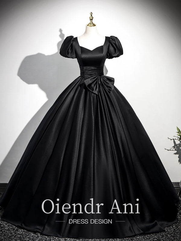 OiendAni Vocal Art Exam Bel Canto Satin Dress Ladies Annual Meeting Host Stage Performance Black Evening Dress