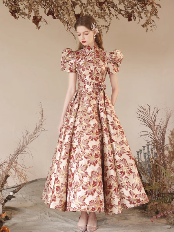 Chinese Cheongsam Toast Bridal Wedding  Spring New Engagement Return Dress Dress Red Satin Hepburn