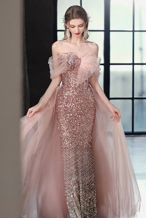 Odelia "Mousse" Sequined Dress Dress  New Bridal Wedding Engagement Toast Dress Fishtail Light Luxury
