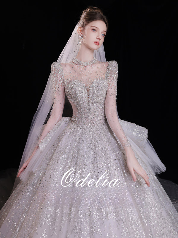 Odelia "Star Wish"  new wedding dress bridal big trailing main yarn advanced texture heavy industry long sleeves